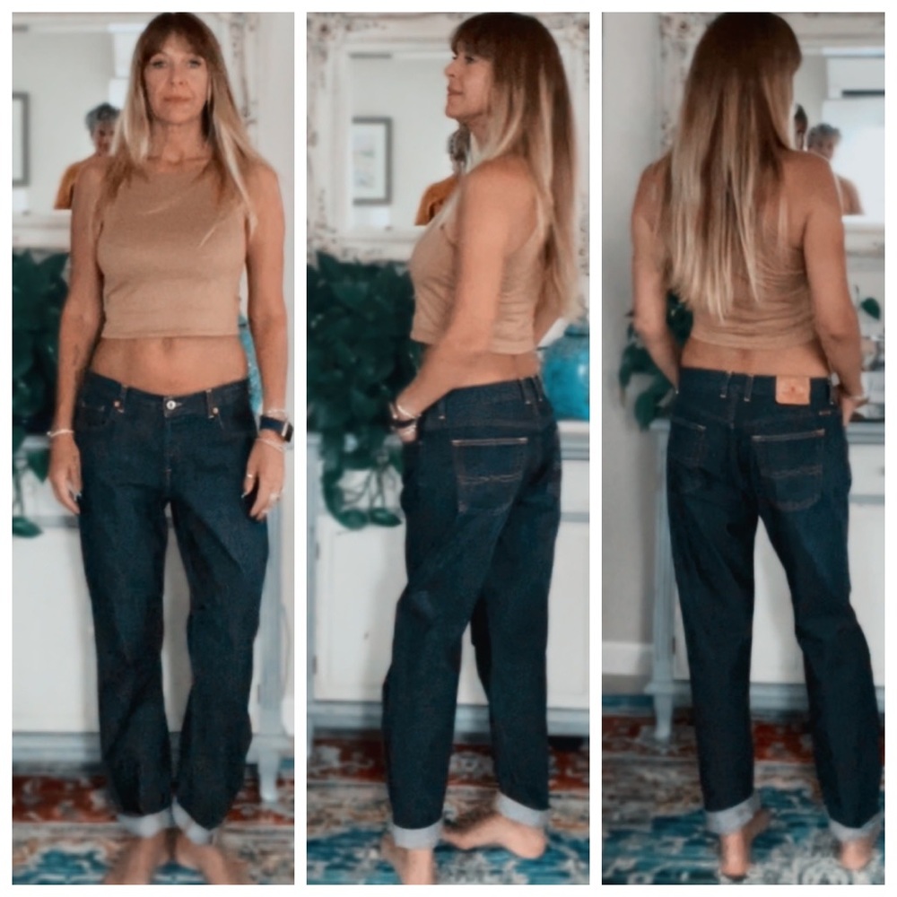 Lucky Brand Boyfriend jeans.